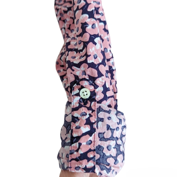 Talbots Poplin Pink Floral Long Sleeve Button Down Shirt Sz 6 Petite - Picture 5 of 7